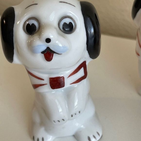 Vintage Anthropomorphic Dog Puppy Googly Big Eye Japan Figurine Kitsch Set Of 3 - Picture 3 of 10
